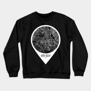 New Delhi, India City Map - Travel Pin Crewneck Sweatshirt